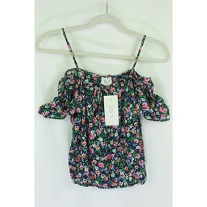 Sienna Sky Top Small Floral Crop Womens Off Shoulder Cap Sleeve New